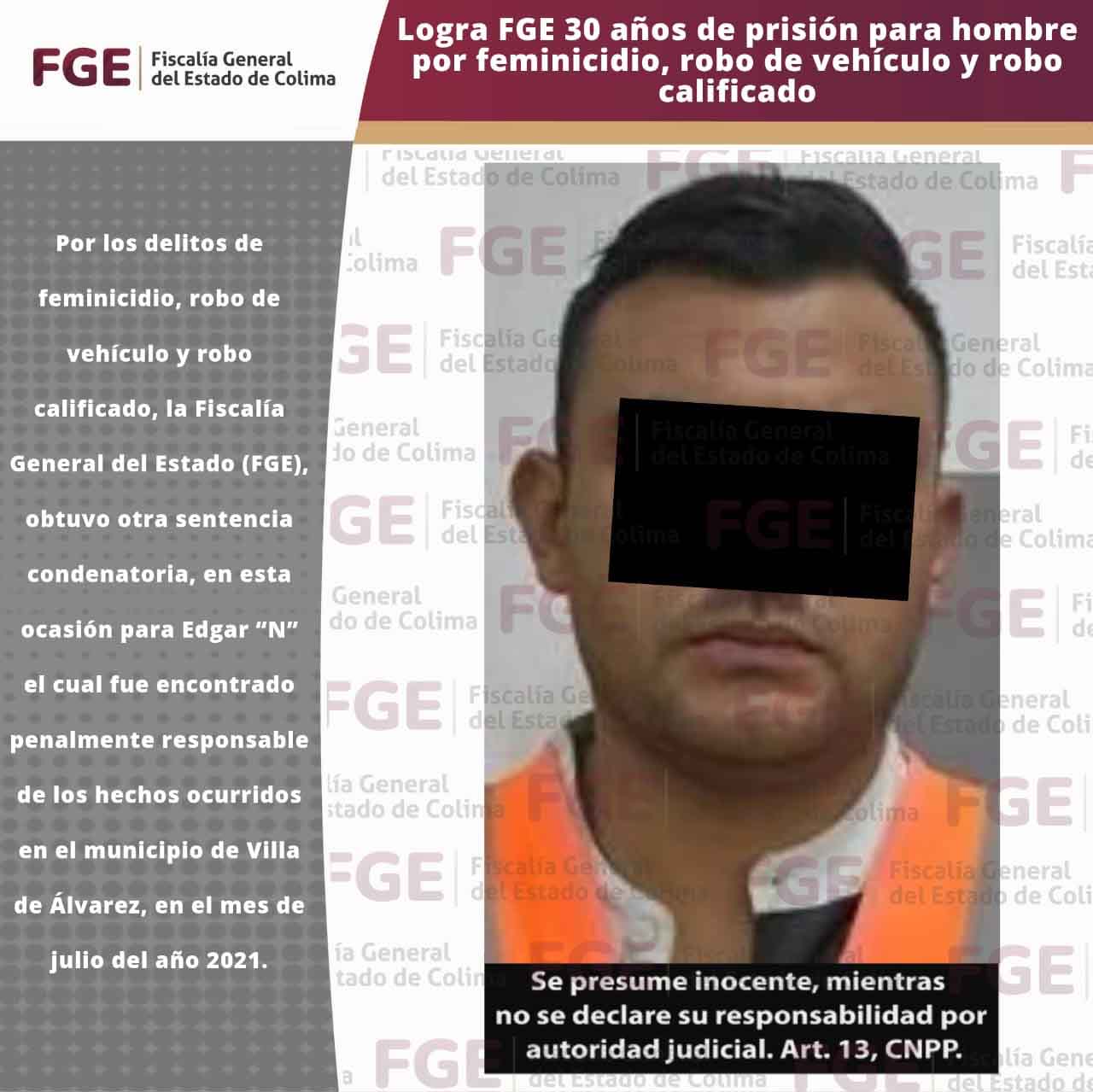 Por feminicidio, robo de vehículo y robo calificado, logra FGE 30 años ...